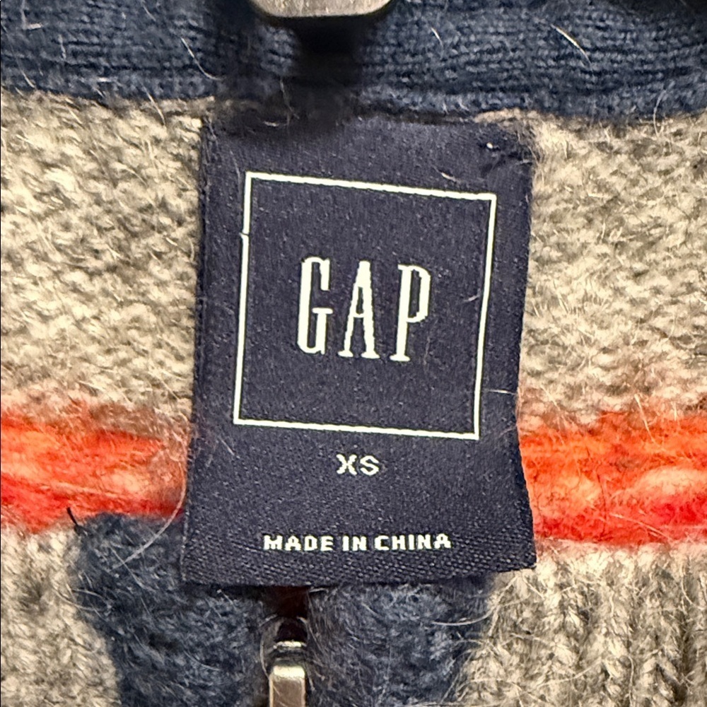 GAP - Blue/gray full zip fair isle cardigan sweater - size XS - Picture 4 of 5